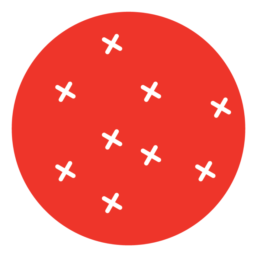 Icon of white Xs on red circle